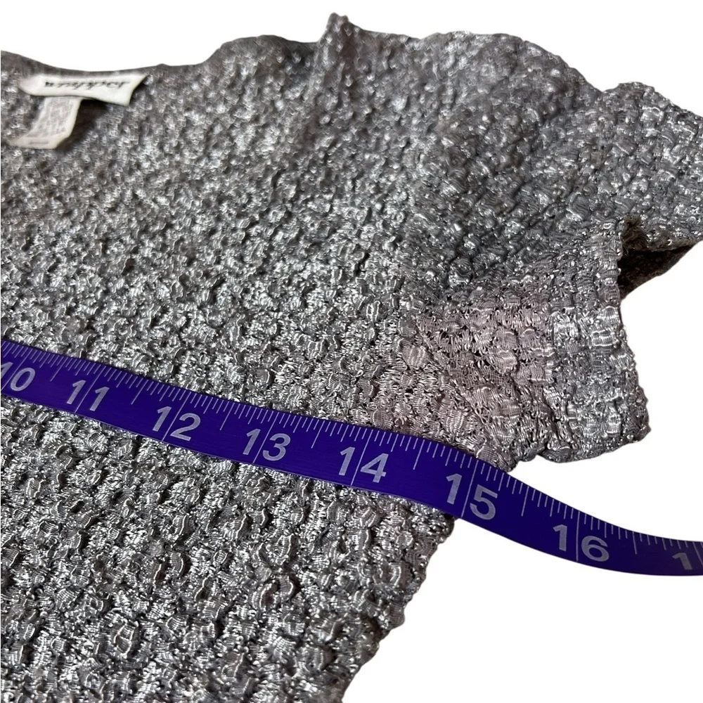 Vintage 90s Y2K Silver Metallic Textured Scoop Neck Top Wrapper M